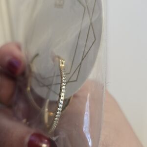 Crystal-Embellished Gold Hoop Earrings